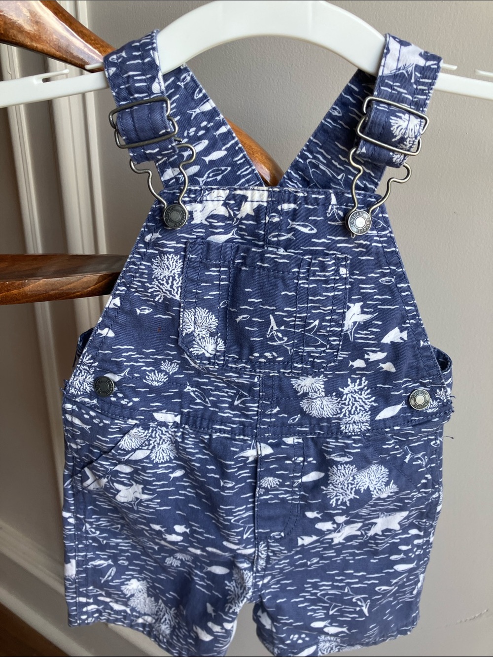 Carter's Navy Blue Ocean-Print Overalls